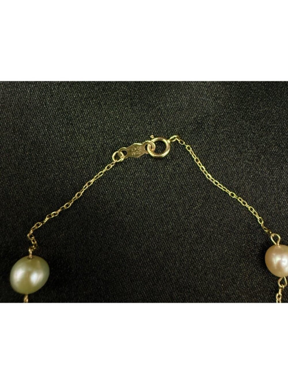10K Solid Gold Necklace & Bracelet Set With Multicolor Freshwater Pearls - Picture 4 of 5